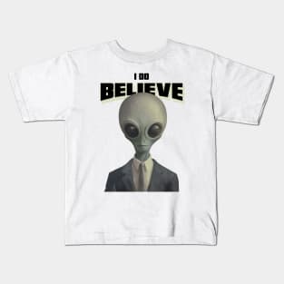 I Do Believe Alien Ufo Kids T-Shirt